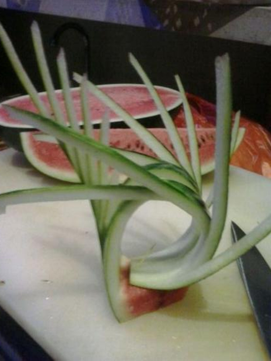 簡單易做的西瓜皮拉花 西瓜皮拉花走刀圖